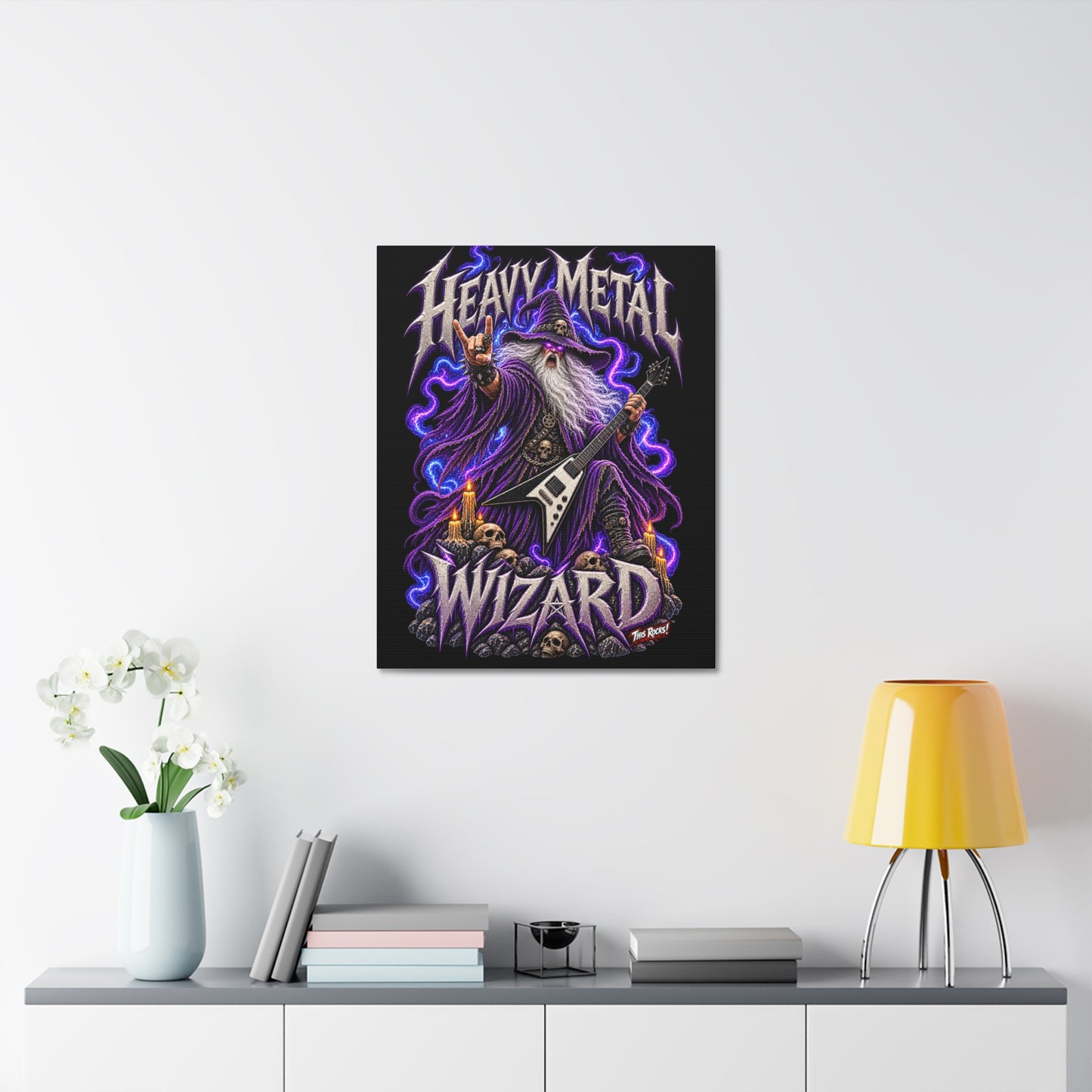 THIS ROCKS!™ "Heavy Metal Wizard™" Canvas Art — Rock Guitar Wizard Wall Decor