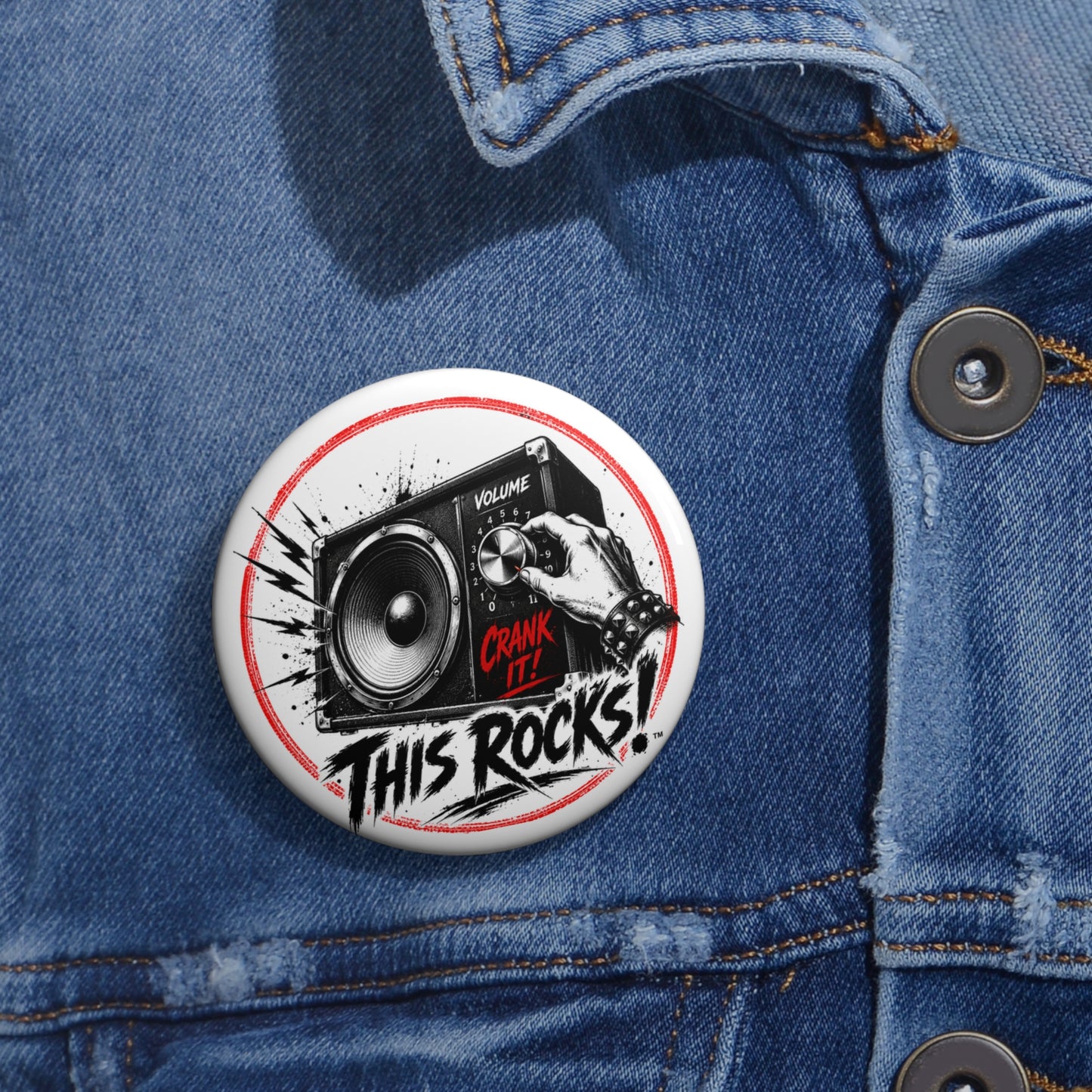 THIS ROCKS!™ "Crank It"™ Pin Button