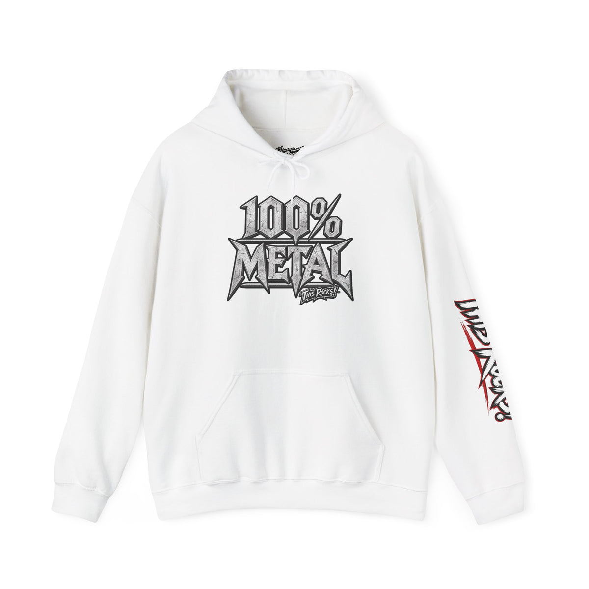 THIS ROCKS!™ "100% Metal"™ Hoodie — Heavy Metal Attitude Logo Pullover
