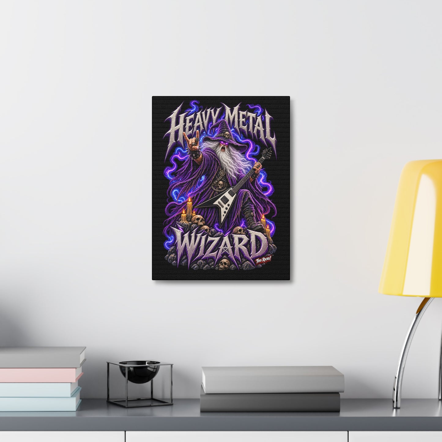 THIS ROCKS!™ "Heavy Metal Wizard™" Canvas Art — Rock Guitar Wizard Wall Decor