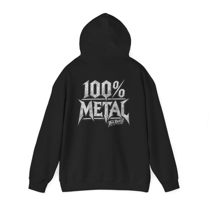 THIS ROCKS!™ "100% Metal"™ Hoodie — Heavy Metal Attitude Logo Pullover