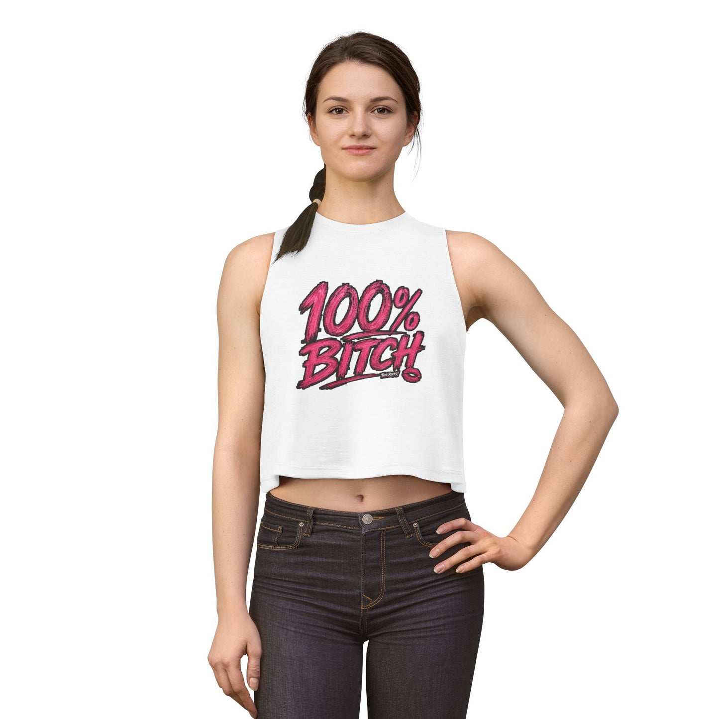 THIS ROCKS!™ "100% Bitch"™ Graphic Crop Top
