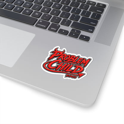 THIS ROCKS!™ "Problem Child"™ Red Graphic Sticker — Bold Retro Script Kiss-Cut