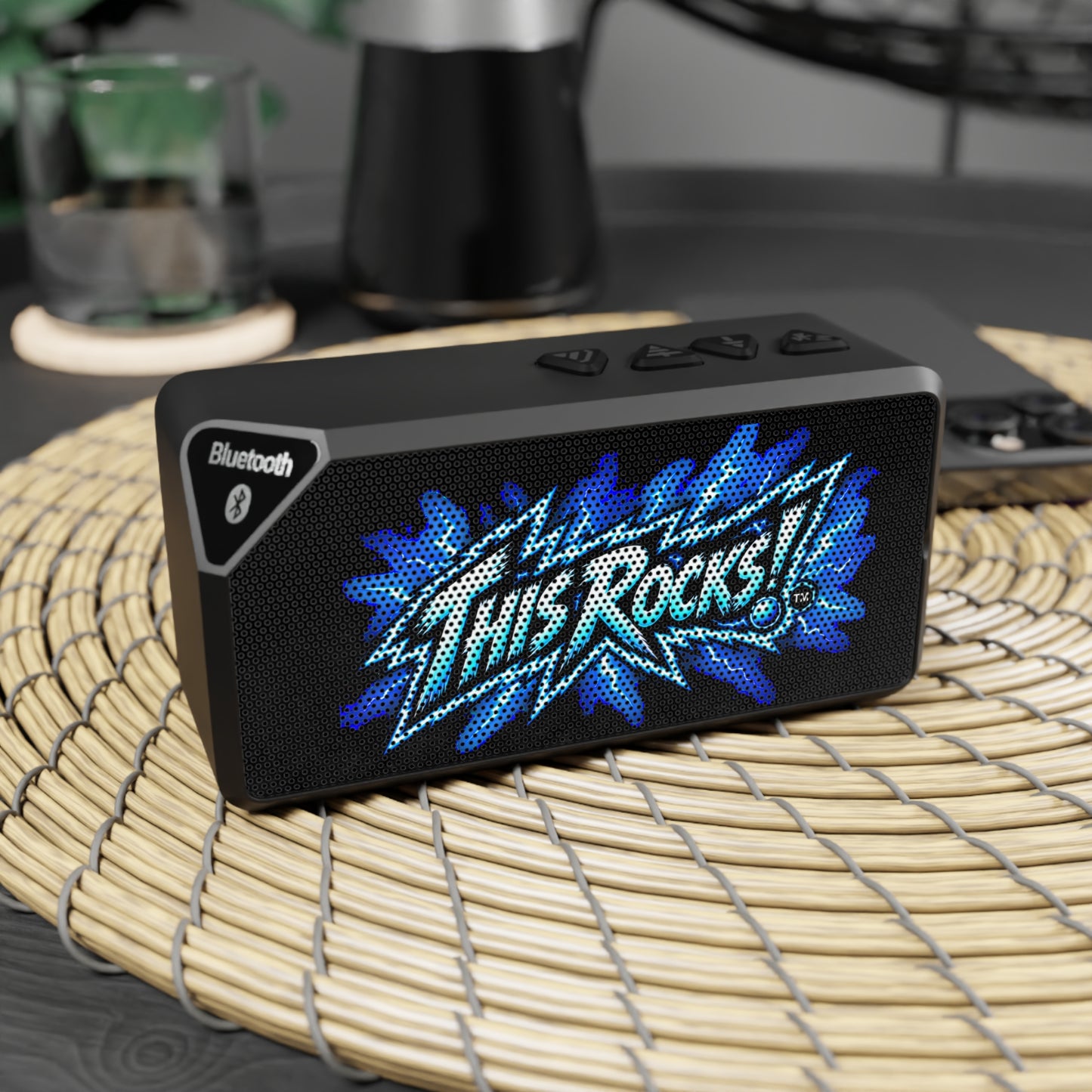 THIS ROCKS!™ "Blue Lightning Logo"™ Bluetooth Speaker