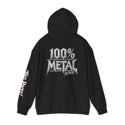 THIS ROCKS!™ "100% Metal"™ Hoodie — Heavy Metal Attitude Logo Pullover