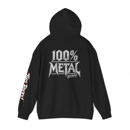 THIS ROCKS!™ "100% Metal"™ Hoodie — Heavy Metal Attitude Logo Pullover