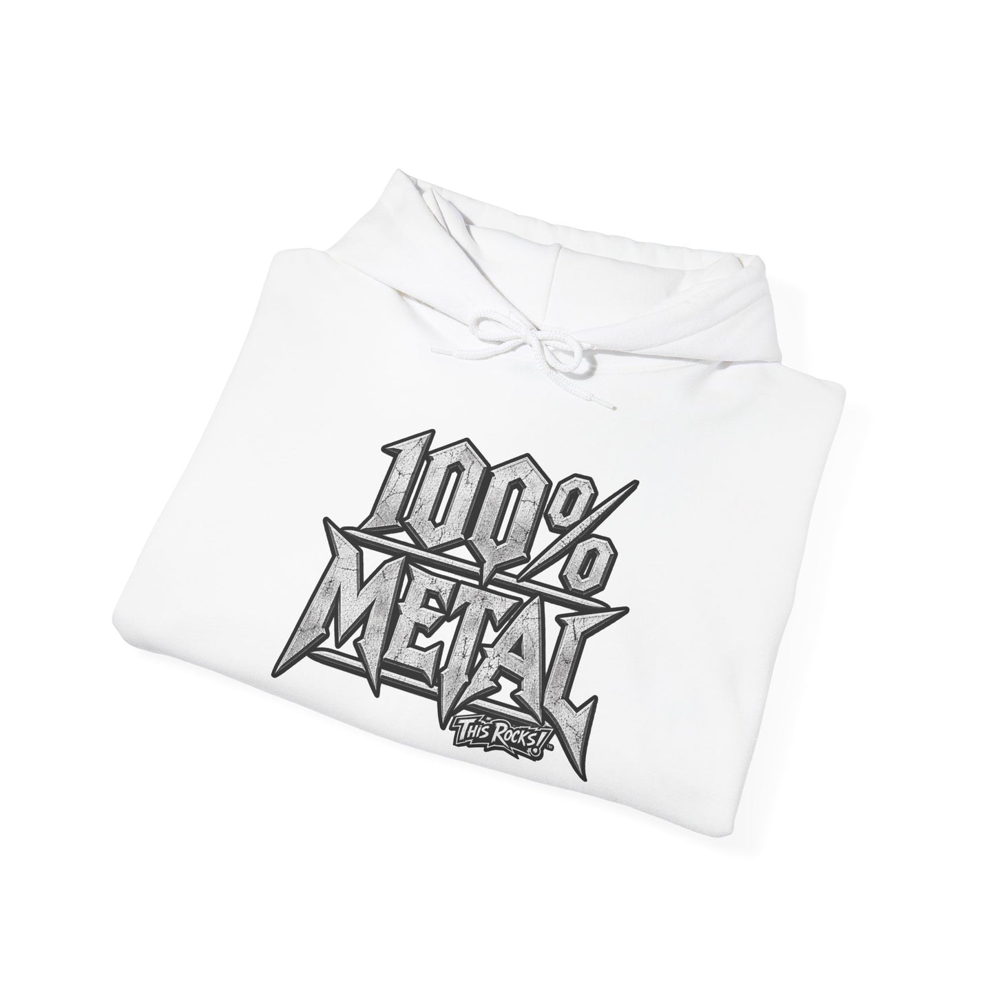 THIS ROCKS!™ "100% Metal"™ Hoodie — Heavy Metal Attitude Logo Pullover