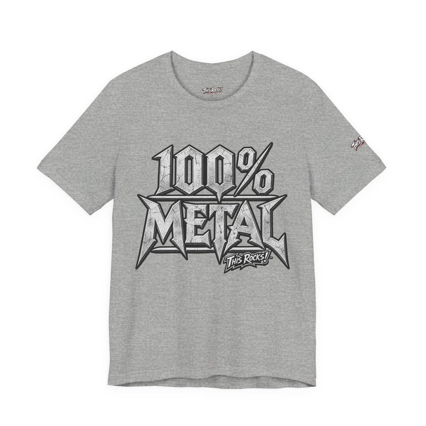 THIS ROCKS!™ "100% Metal"™ Graphic T-Shirt — Heavy Metal Attitude Tee
