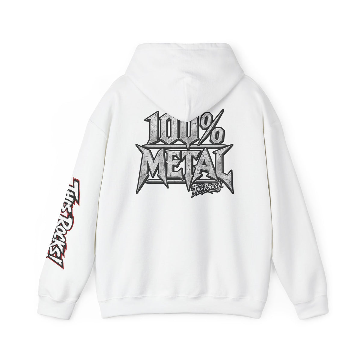 THIS ROCKS!™ "100% Metal"™ Hoodie — Heavy Metal Attitude Logo Pullover