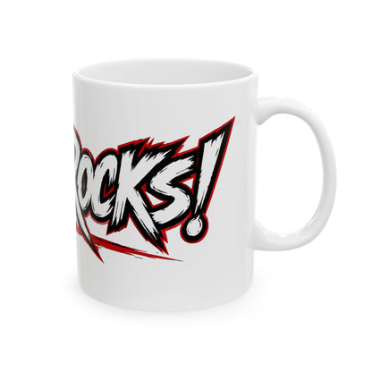THIS ROCKS!™ Mug | Bold Graffiti Text Ceramic Coffee Cup