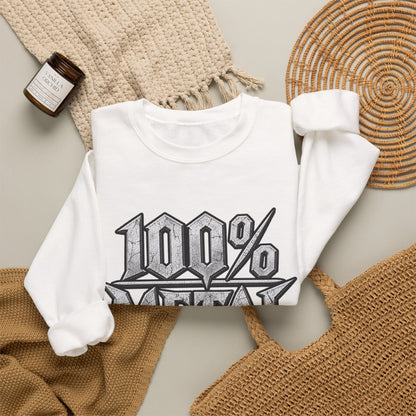 THIS ROCKS!™ "100% Metal"™ Crewneck Sweatshirt — Heavy Metal Band Graphic