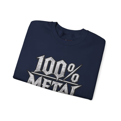 THIS ROCKS!™ "100% Metal"™ Crewneck Sweatshirt — Heavy Metal Band Graphic