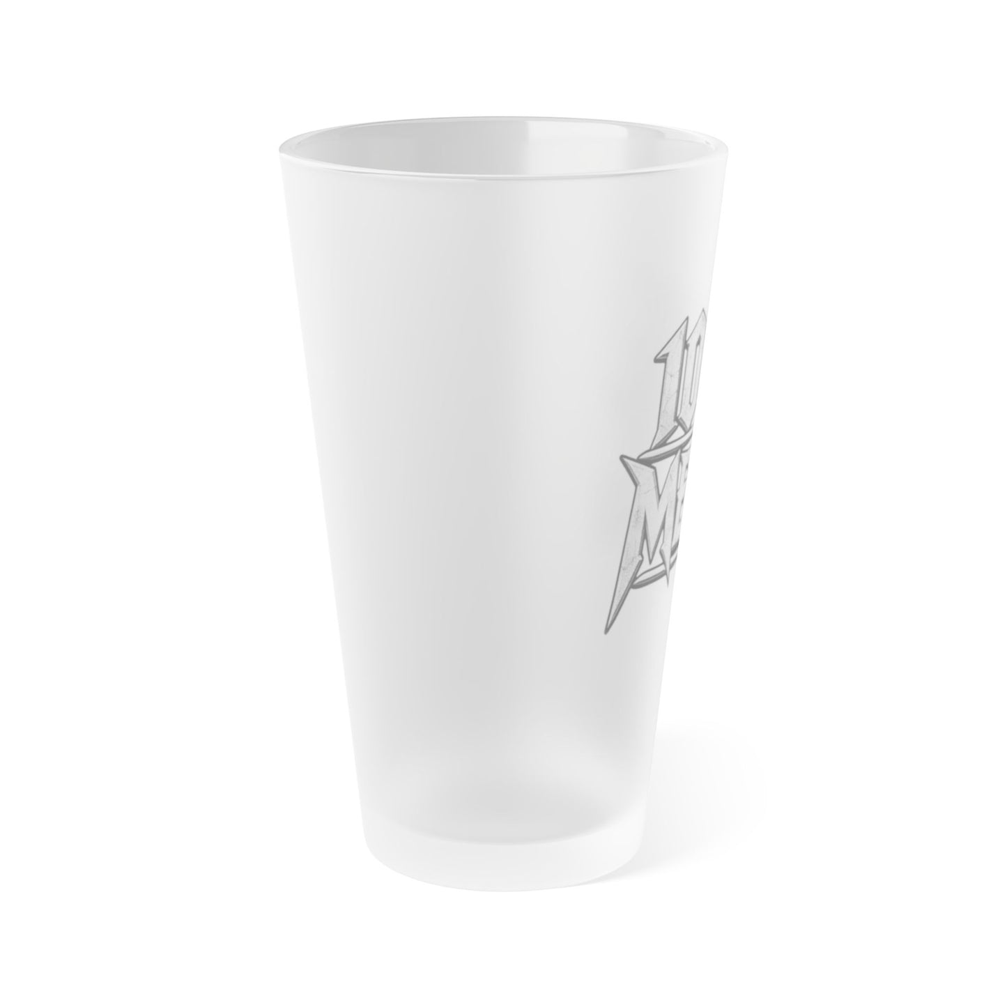 THIS ROCKS!™ "100% Metal"™ Frosted Pint Glass — 16oz Heavy Metal Beer Cup