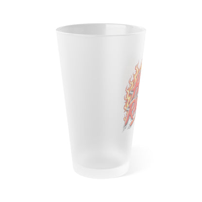 THIS ROCKS!™ "Hell Raiser"™ Frosted Pint Glass  — 16oz Flame Graphic Beer Glass