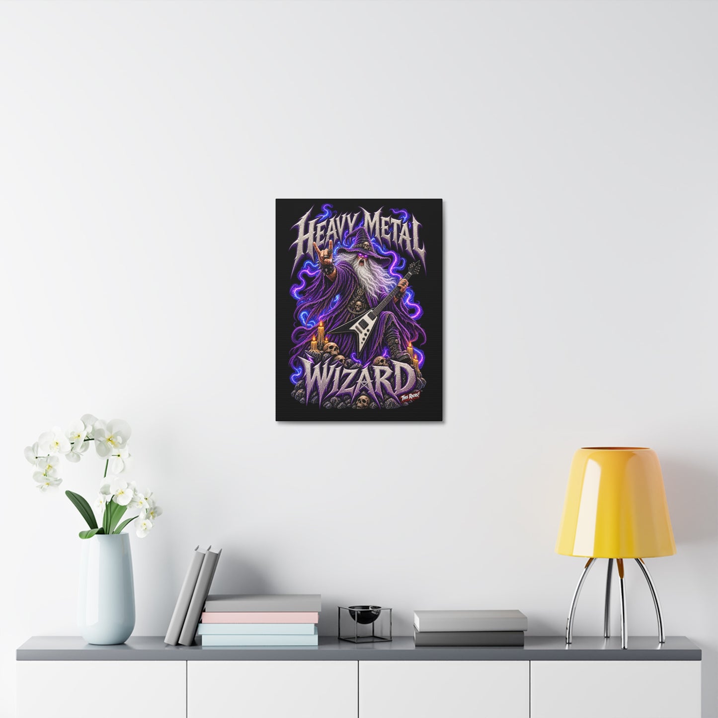 THIS ROCKS!™ "Heavy Metal Wizard™" Canvas Art — Rock Guitar Wizard Wall Decor