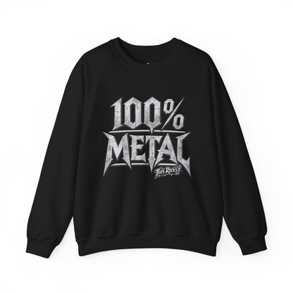 THIS ROCKS!™ "100% Metal"™ Crewneck Sweatshirt — Heavy Metal Band Graphic