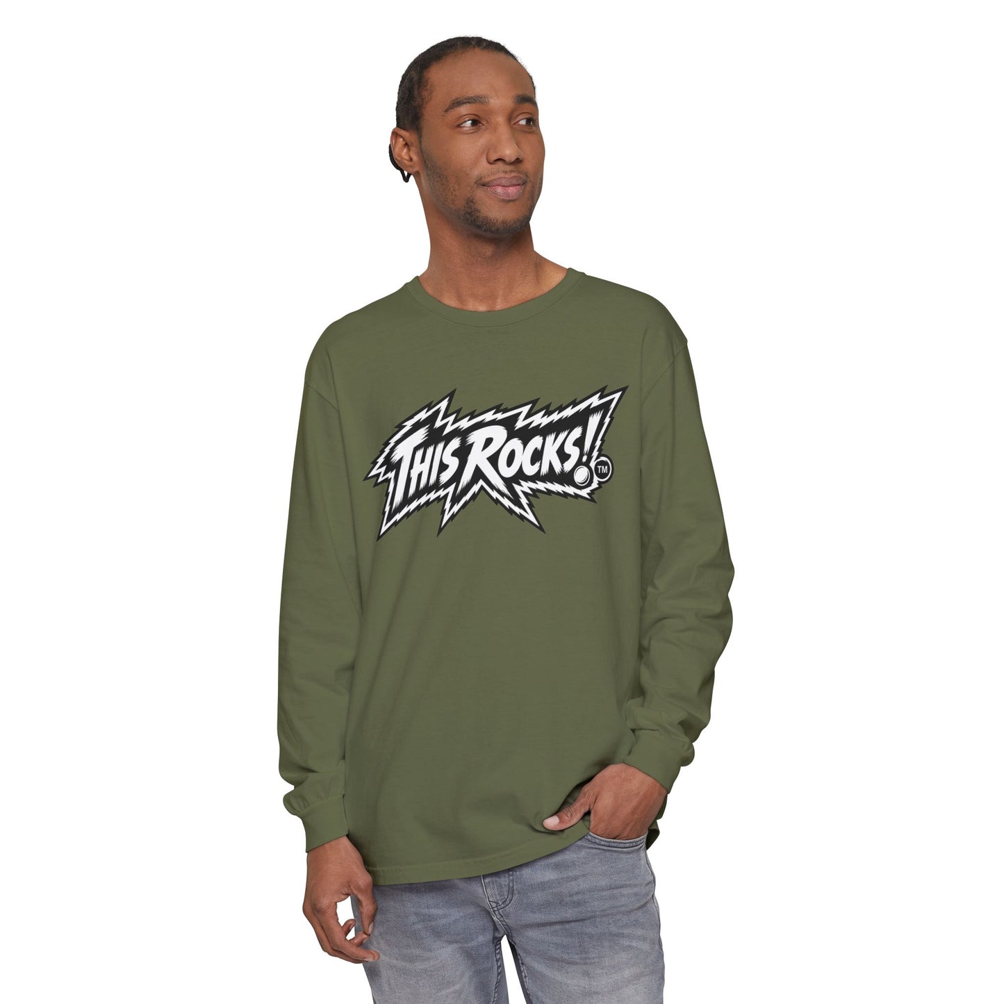 THIS ROCKS!™ "White Lightning Logo™" Long Sleeve Tee