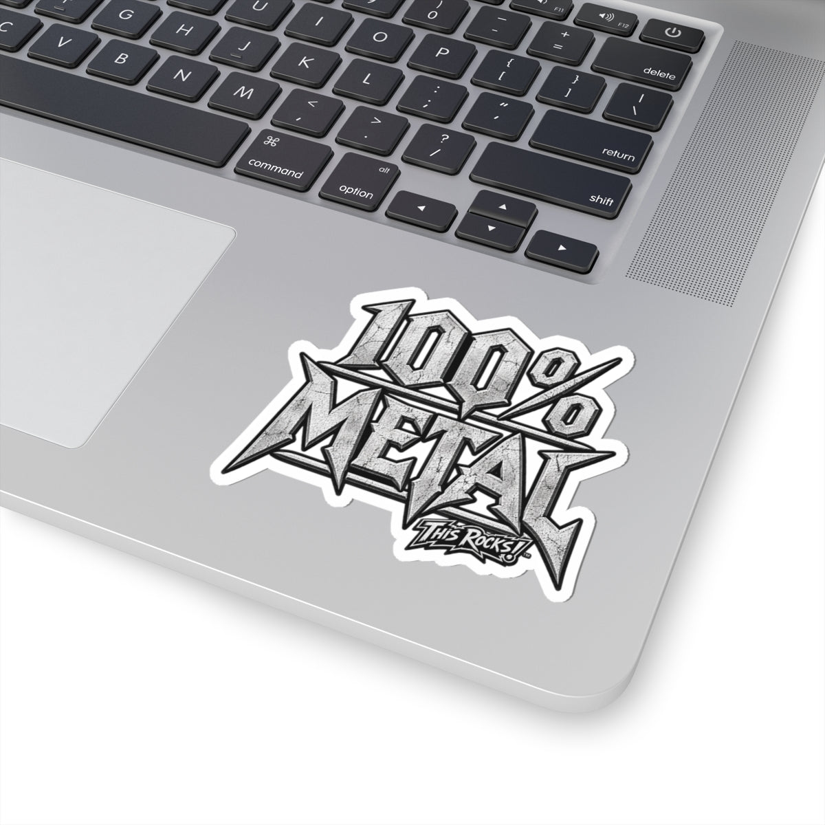 THIS ROCKS!™ "100% Metal"™ Kiss-Cut Sticker — Heavy Metal Logo Decal