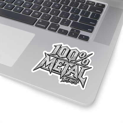 THIS ROCKS!™ "100% Metal"™ Kiss-Cut Sticker — Heavy Metal Logo Decal