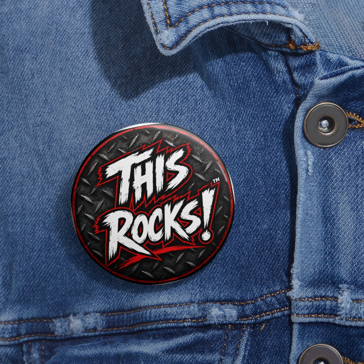 THIS ROCKS!™ "Diamond Plate Logo"™ Button
