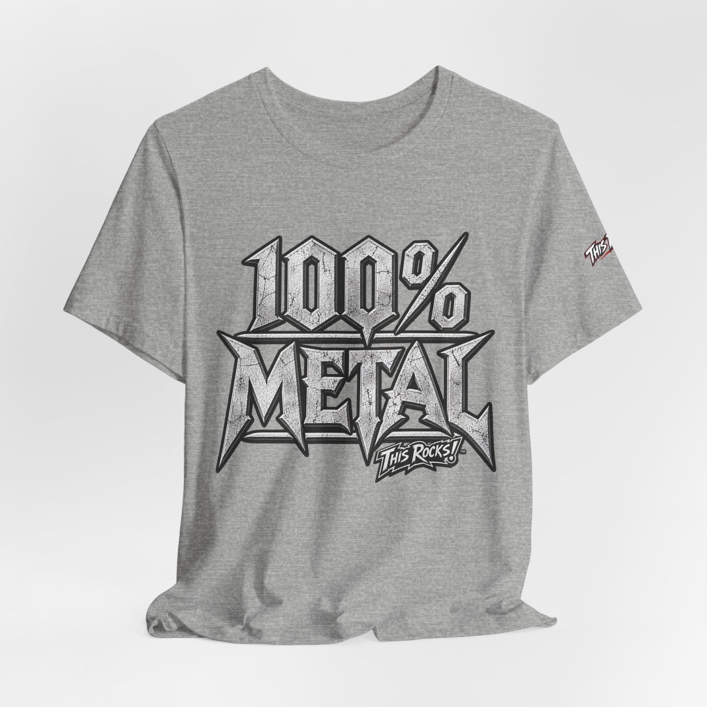 THIS ROCKS!™ "100% Metal"™ Graphic T-Shirt — Heavy Metal Attitude Tee