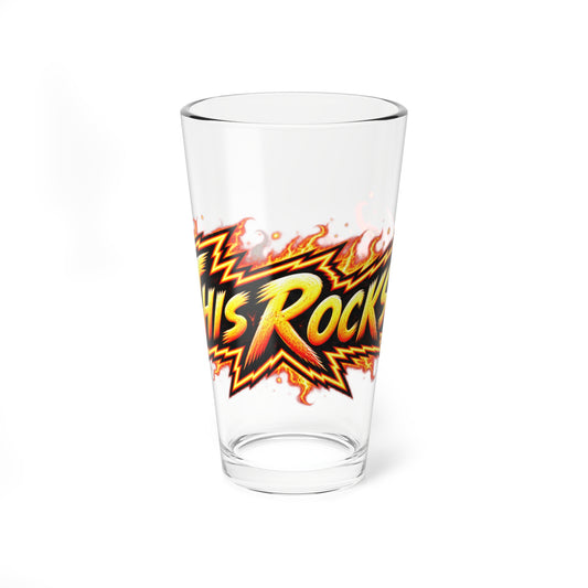THIS ROCKS!™ "Flame lightning Logo"™ Pint Glass
