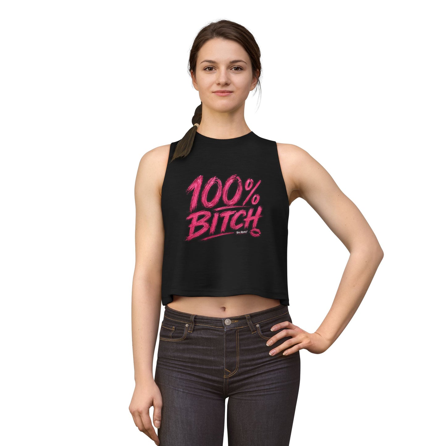 THIS ROCKS!™ "100% Bitch"™ Graphic Crop Top