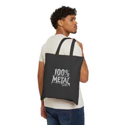 THIS ROCKS!™ "100% Metal"™ Tote Bag —  Vintage Rock Cotton Canvas Tote