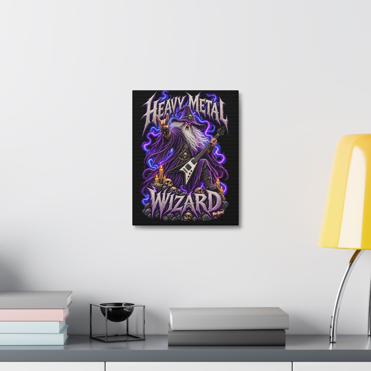 THIS ROCKS!™ "Heavy Metal Wizard™" Canvas Art — Rock Guitar Wizard Wall Decor