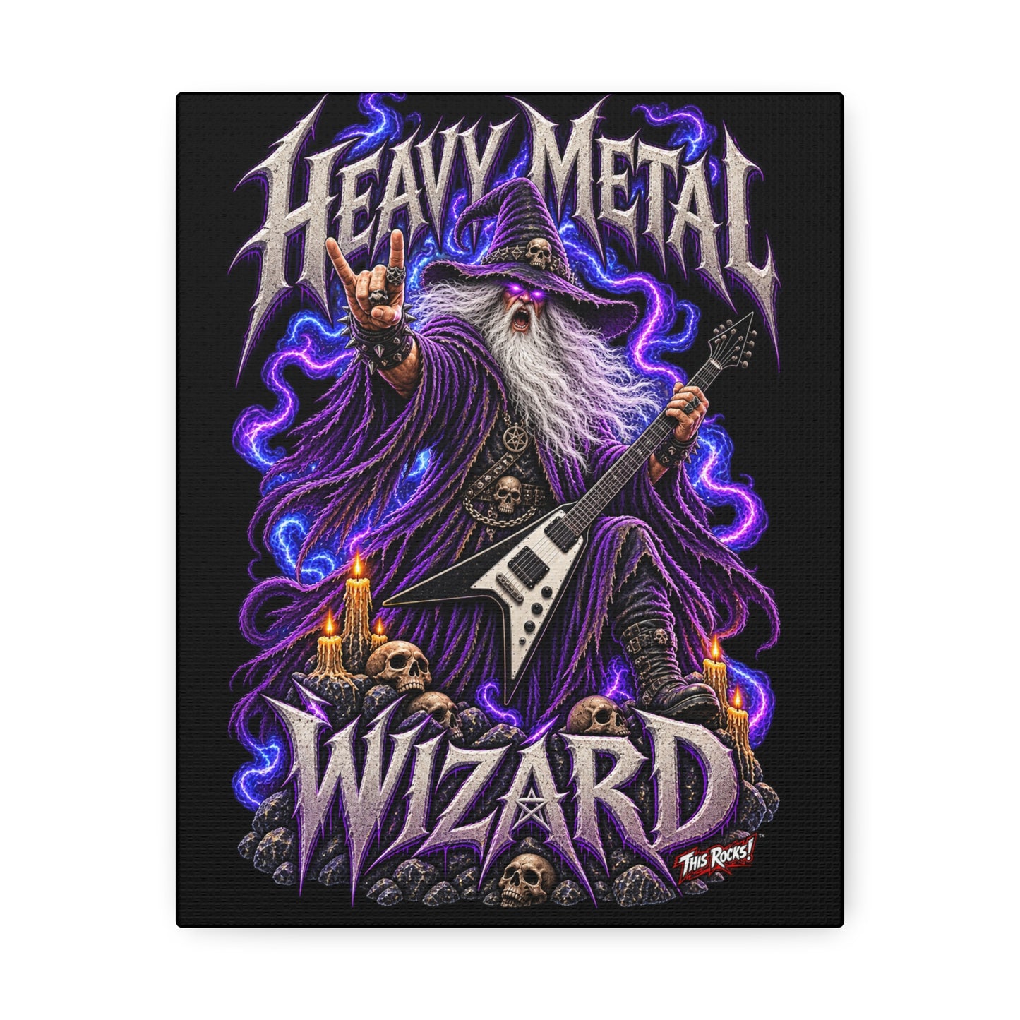THIS ROCKS!™ "Heavy Metal Wizard™" Canvas Art — Rock Guitar Wizard Wall Decor