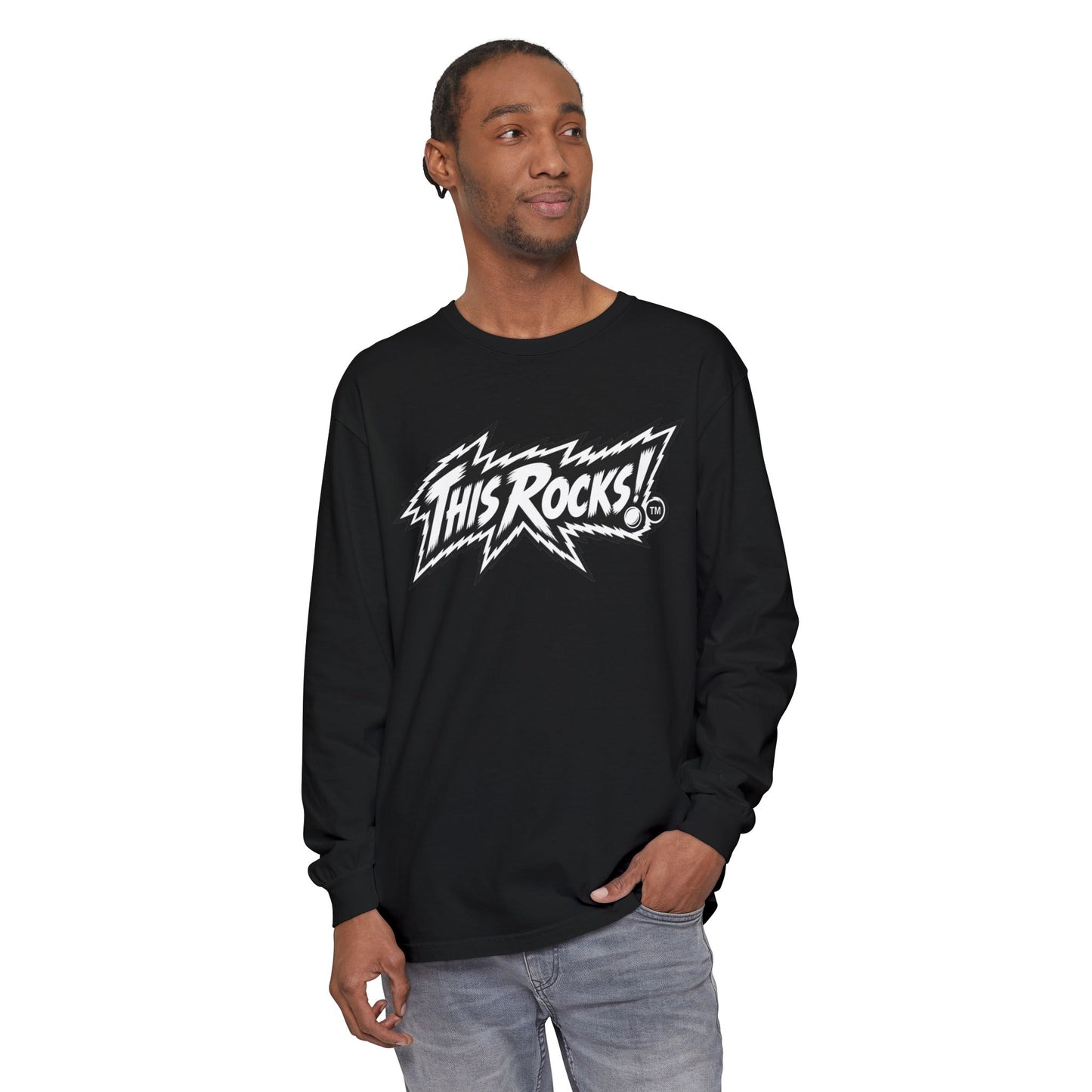 THIS ROCKS!™ "White Lightning Logo™" Long Sleeve Tee