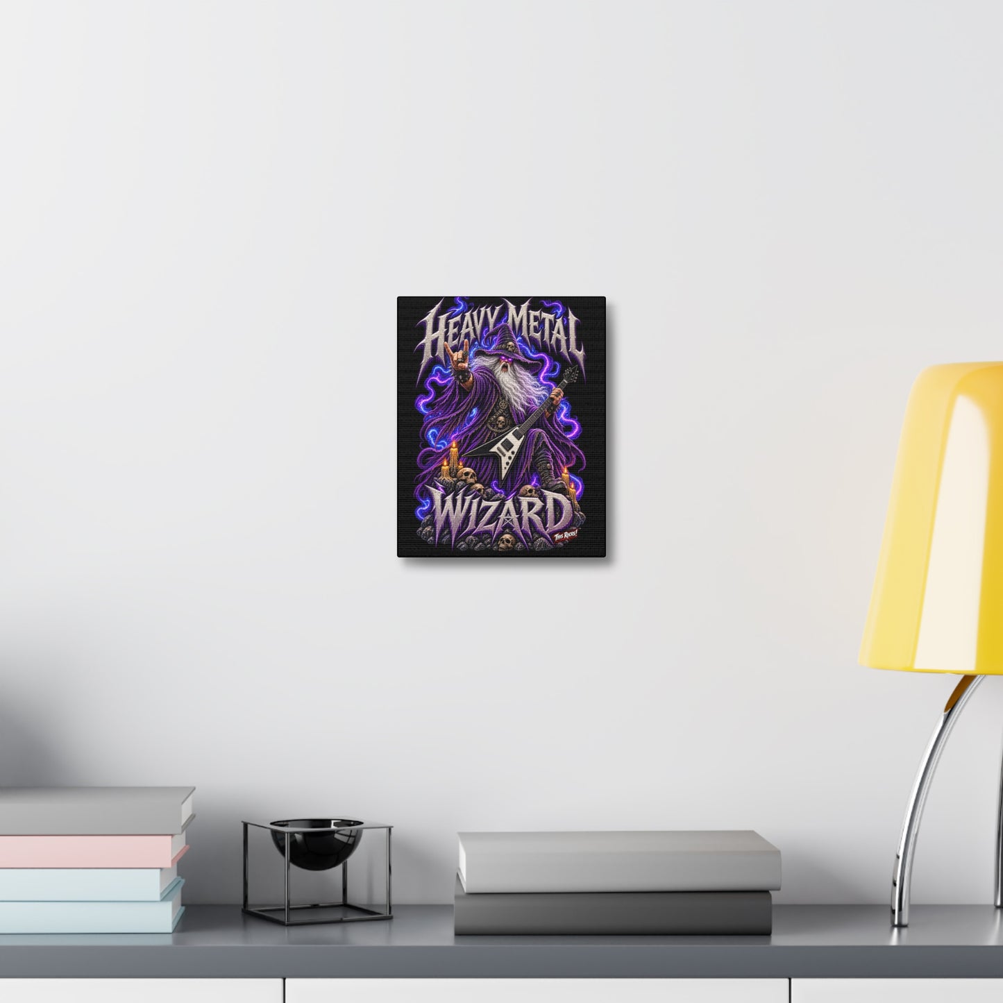 THIS ROCKS!™ "Heavy Metal Wizard™" Canvas Art — Rock Guitar Wizard Wall Decor