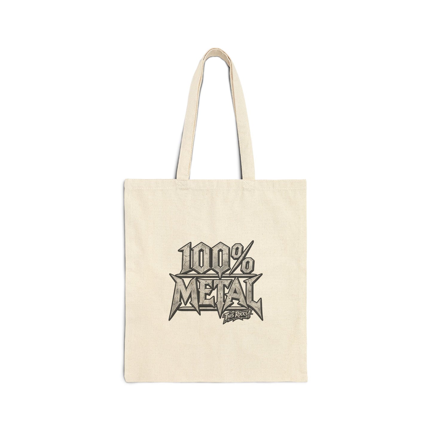 THIS ROCKS!™ "100% Metal"™ Tote Bag —  Vintage Rock Cotton Canvas Tote