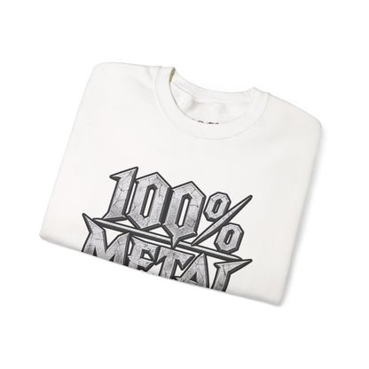 THIS ROCKS!™ "100% Metal"™ Crewneck Sweatshirt — Heavy Metal Band Graphic