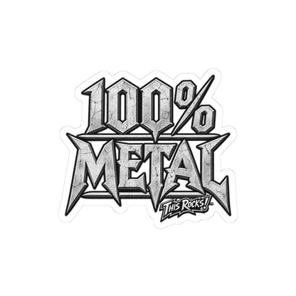 THIS ROCKS!™ "100% Metal"™ Kiss-Cut Sticker — Heavy Metal Logo Decal