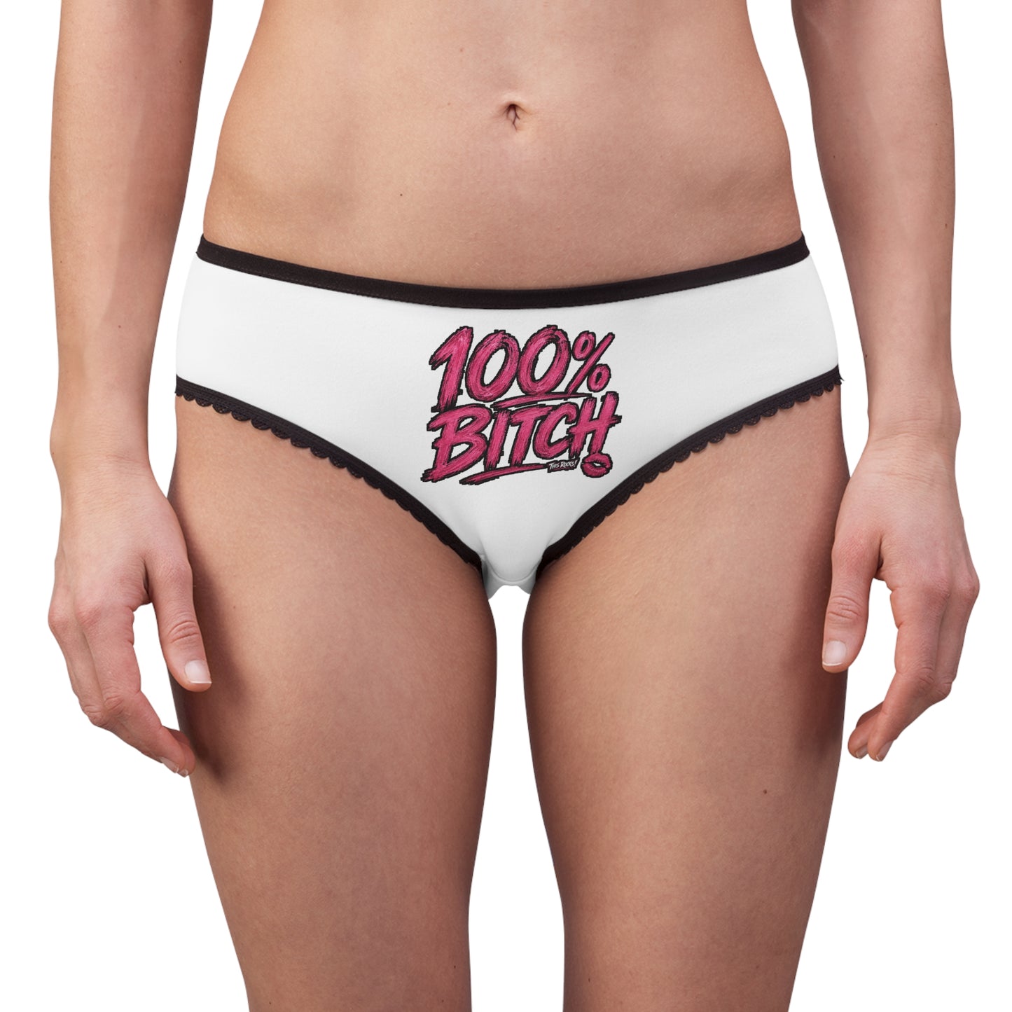THIS ROCKS!™ "100% Bitch"™ Pink Script Women's Briefs