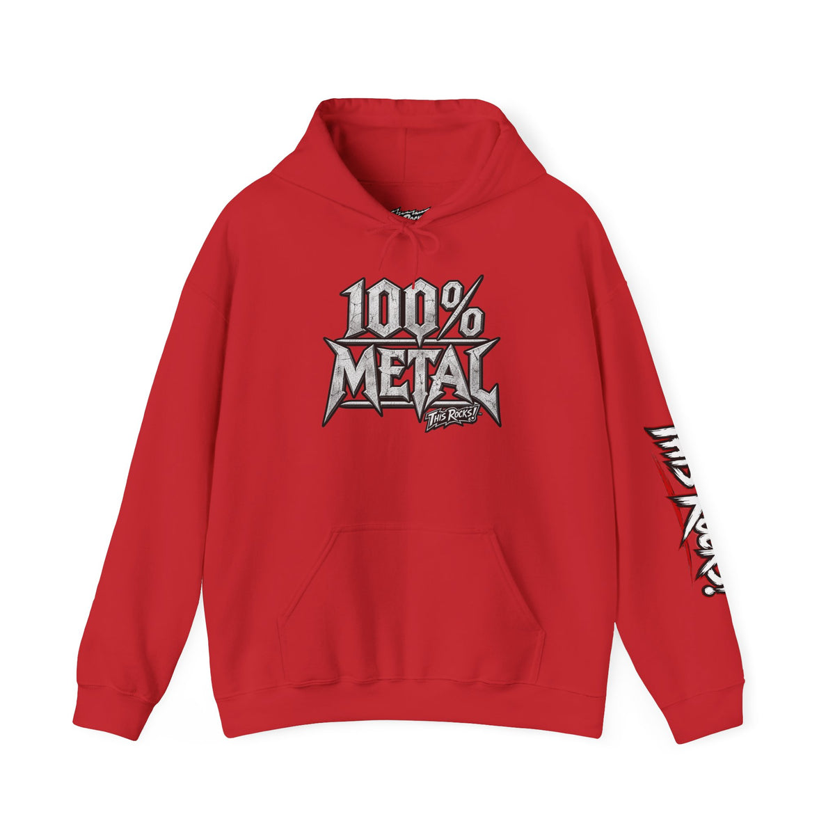 THIS ROCKS!™ "100% Metal"™ Hoodie — Heavy Metal Attitude Logo Pullover