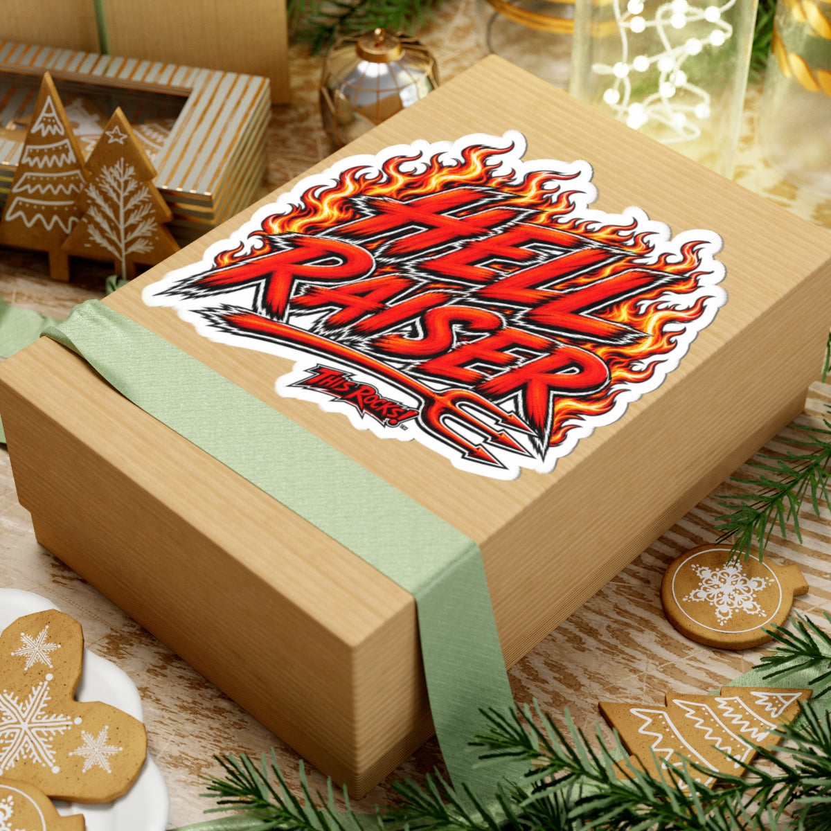 THIS ROCKS™ "Hell Raiser™" Flame Sticker — Kiss-Cut Rock & Motorcycle Decal