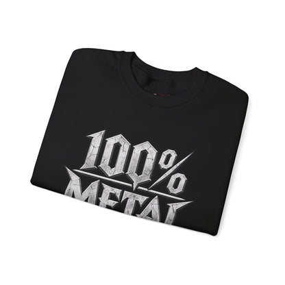 THIS ROCKS!™ "100% Metal"™ Crewneck Sweatshirt — Heavy Metal Band Graphic