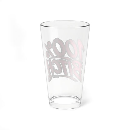 THIS ROCKS!™ "100% Bitch"™ 16oz Mixing Glass — Bold Pink Bar Pint Glass