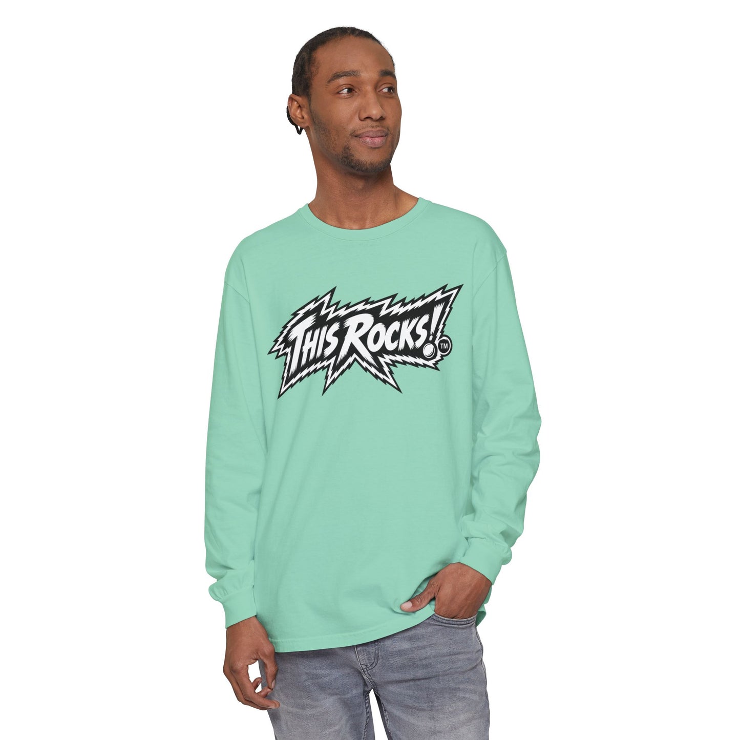 THIS ROCKS!™ "White Lightning Logo™" Long Sleeve Tee
