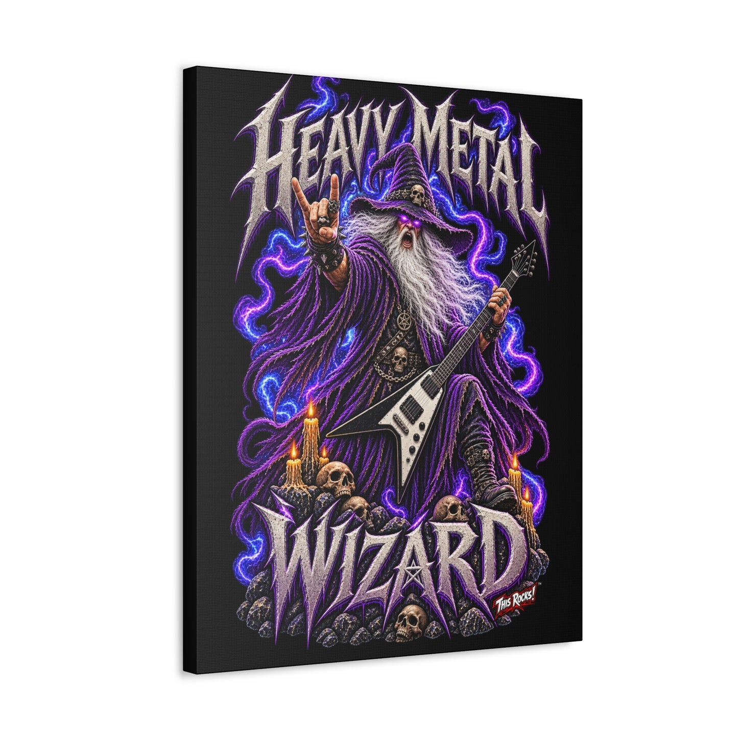 THIS ROCKS!™ "Heavy Metal Wizard™" Canvas Art — Rock Guitar Wizard Wall Decor
