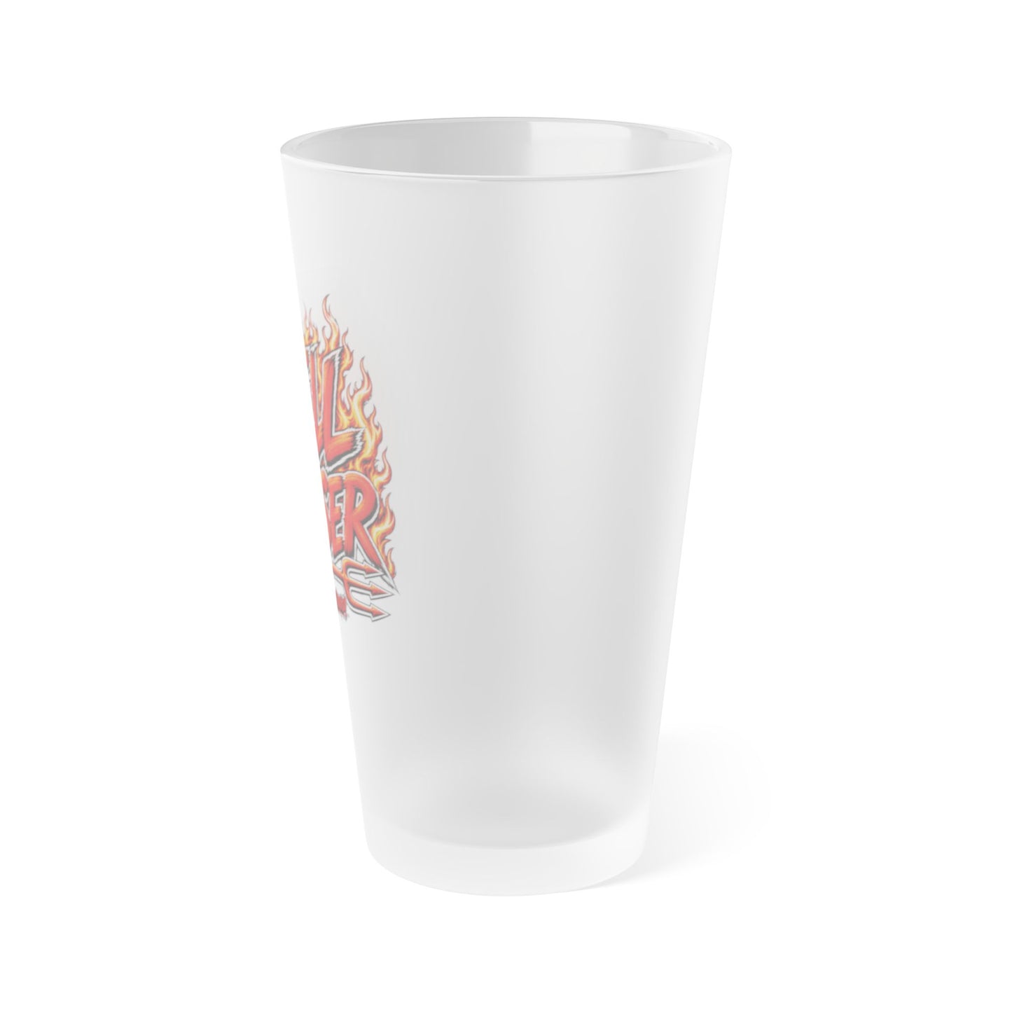 THIS ROCKS!™ "Hell Raiser"™ Frosted Pint Glass  — 16oz Flame Graphic Beer Glass