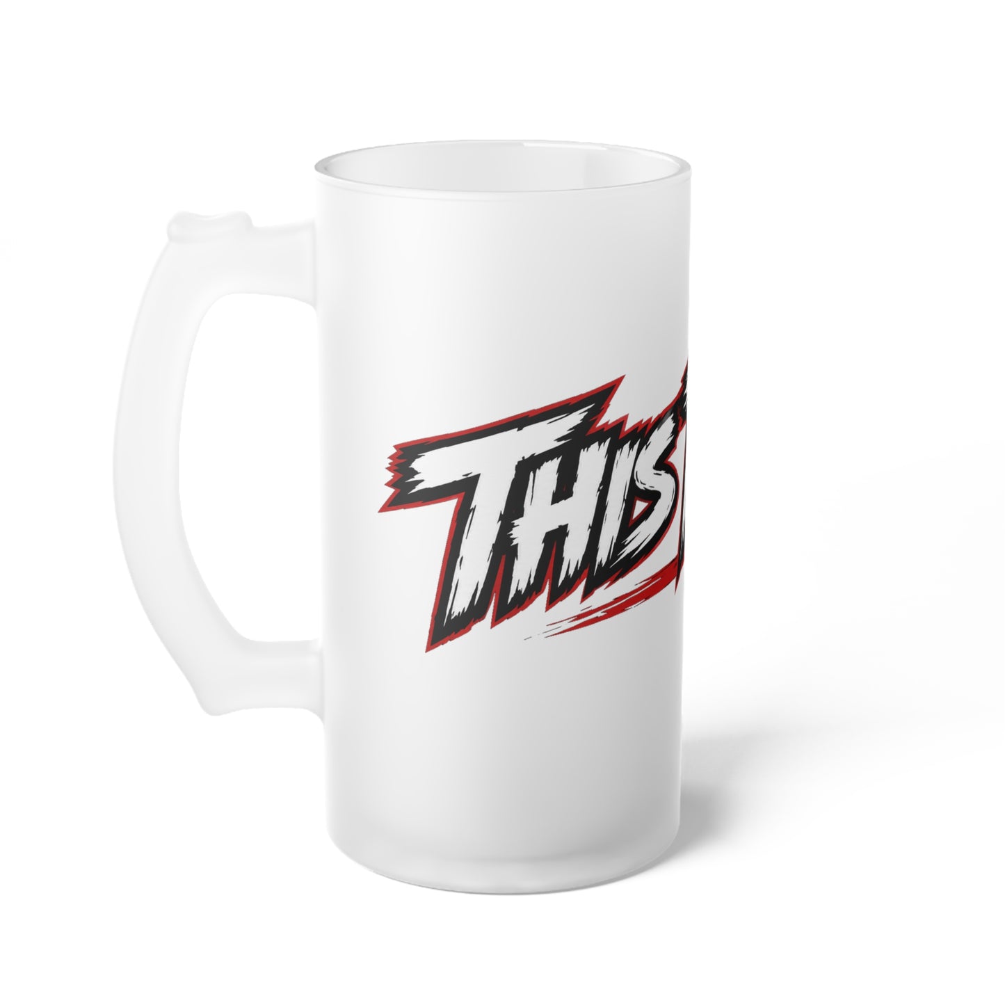 THIS ROCKS!™ Frosted Glass Beer Mug — Bold Rock Music Logo Beer Stein