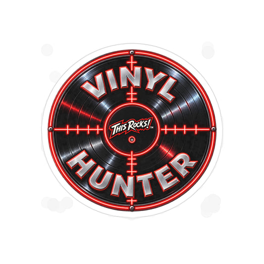 THIS ROCKS!™ "Vinyl Hunter"™ Die-Cut Outdoor Sticker — Transparent Weatherproof Record Target