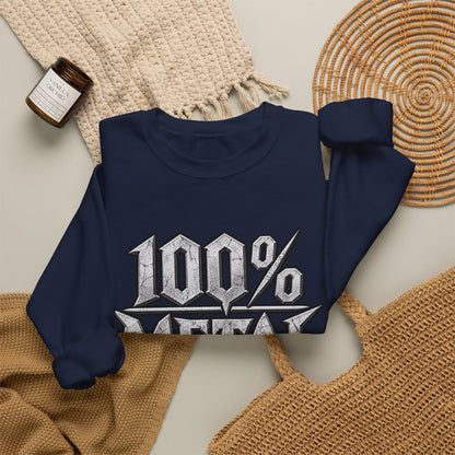 THIS ROCKS!™ "100% Metal"™ Crewneck Sweatshirt — Heavy Metal Band Graphic