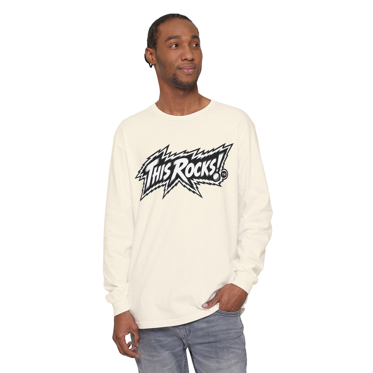 THIS ROCKS!™ "White Lightning Logo™" Long Sleeve Tee