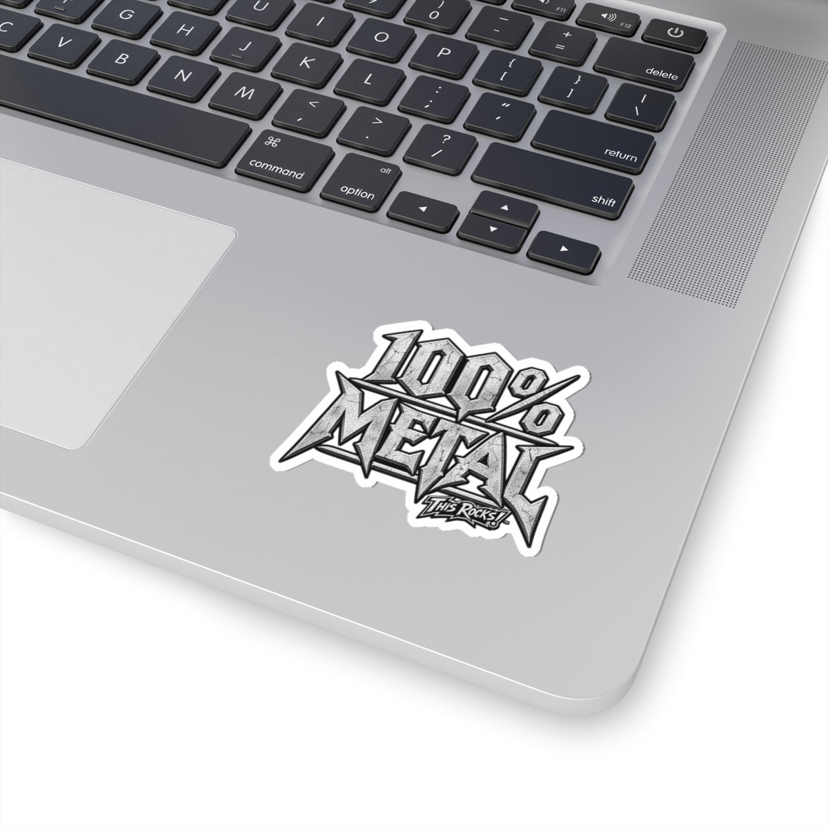 THIS ROCKS!™ "100% Metal"™ Kiss-Cut Sticker — Heavy Metal Logo Decal