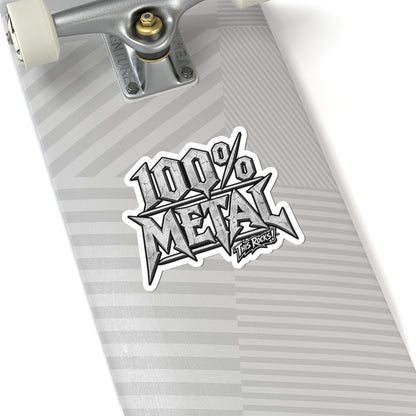 THIS ROCKS!™ "100% Metal"™ Kiss-Cut Sticker — Heavy Metal Logo Decal