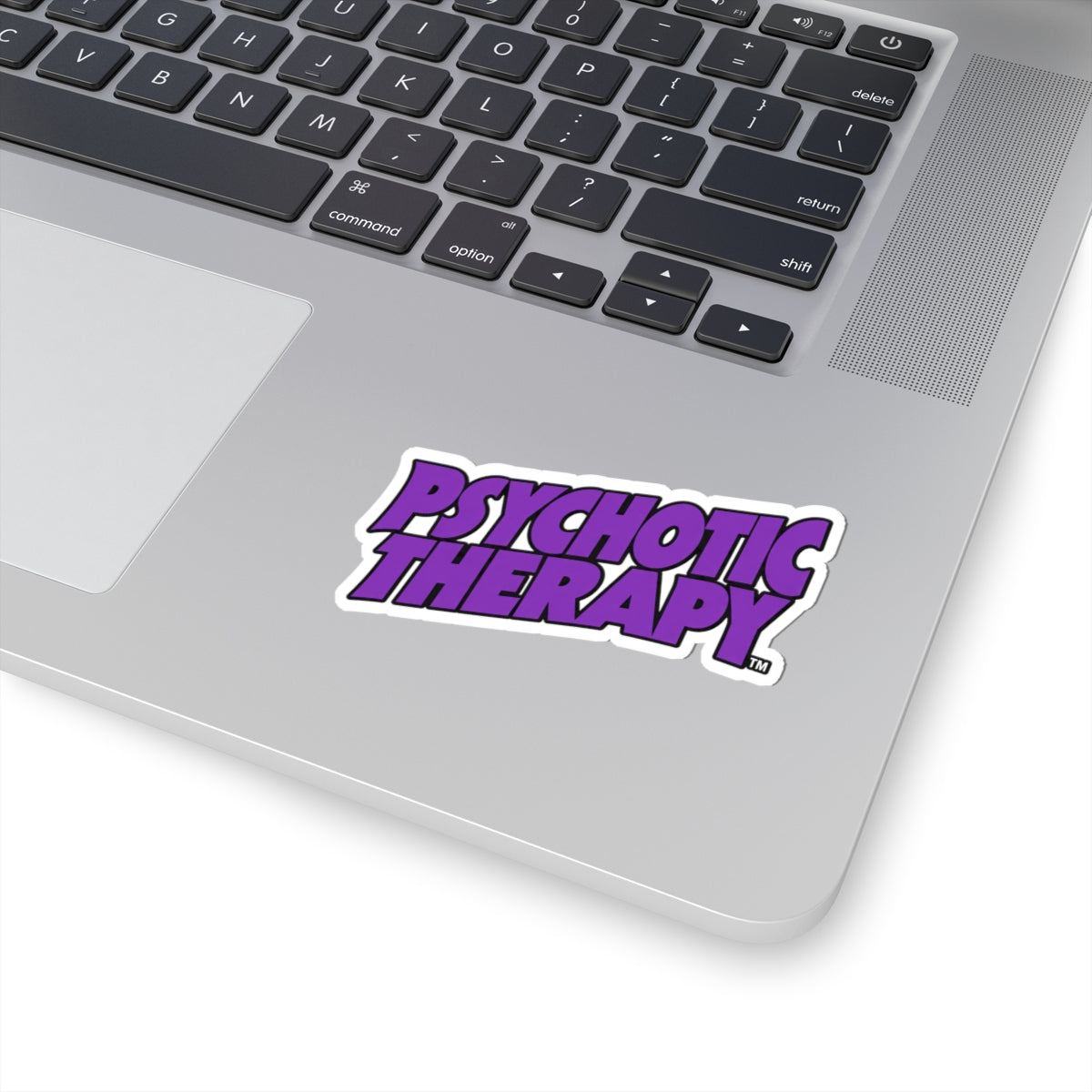 Official PSYCHOTIC THERAPY™ Purple Kiss-Cut Sticker — Bold Retro Band Laptop Decal